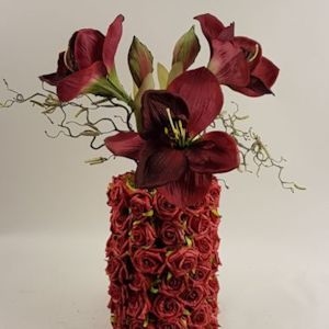 Vaas (exclusief) inclusief boeket amaryllis